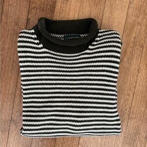 J. Crew Striped Green & White Roll Neck Sweater